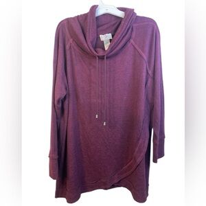 OSO Casuals Cozy Purple Cowl Neck Sweater. Size 1X #134